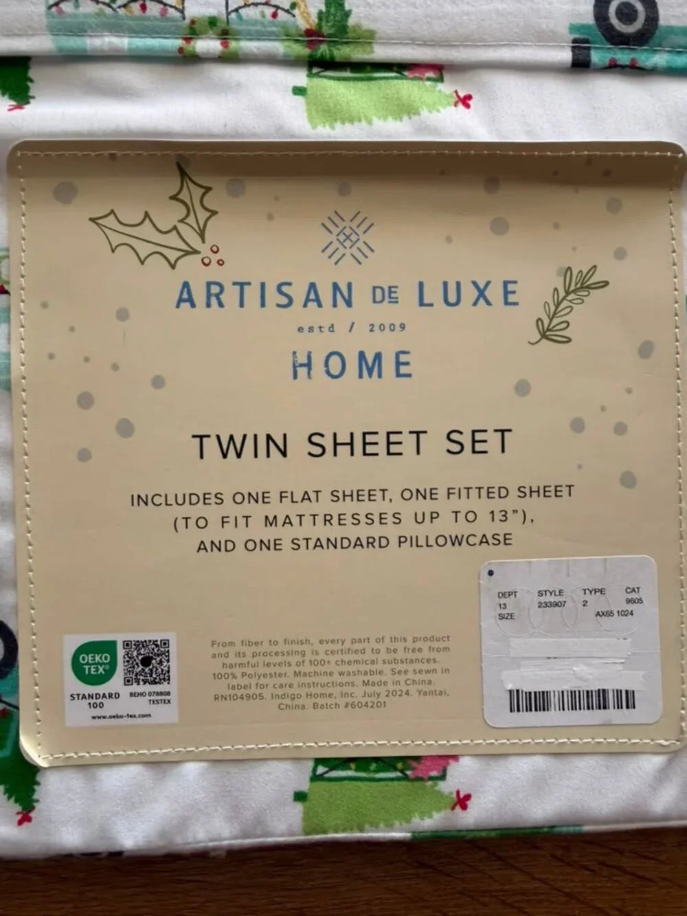 Artisan De Luxe Sheet Set Size Twin Jeep Holiday Travel RV Cotton Bed Sheets New